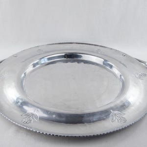 Large hand wrought aluminum tray; vintage Buenilum serving tray