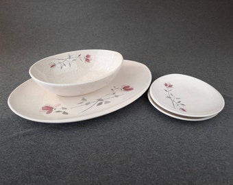 Vintage mid-century Franciscan ceramic serving pieces in Duet pattern