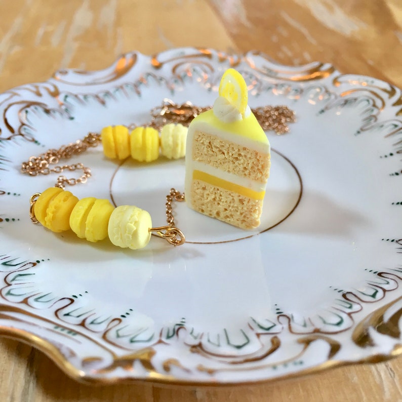 Jewelry Lemon Cake Macaron Necklace Etsy