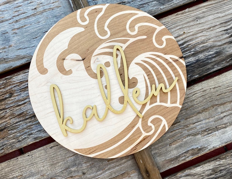 Waves Name Round Surf Name Sign Custom Beach Name Sign Etsy