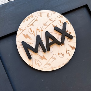 Skater Name Round Sign | Skateboard Name Sign | Custom Skateboard Name Sign | Skater Skateboard Nursery Decor