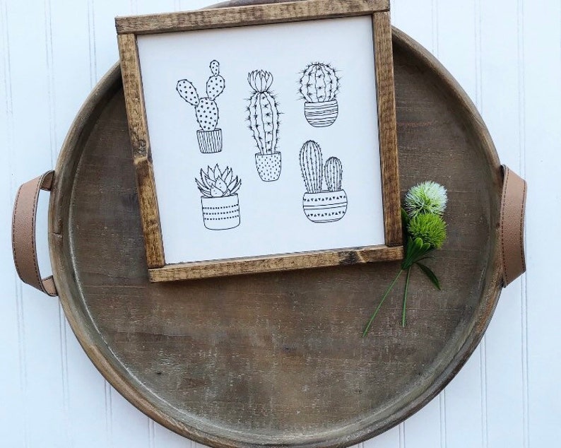 Cactus Sign Cute Cactus Wood Sign Succulent Wood Signs Etsy