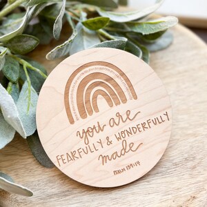 You are Fearfully & Wonderfully Made Round | Psalm 139:14 Birth Announcement Sign | Rainbow Baby Sign | Rainbow Baby Shower Gift