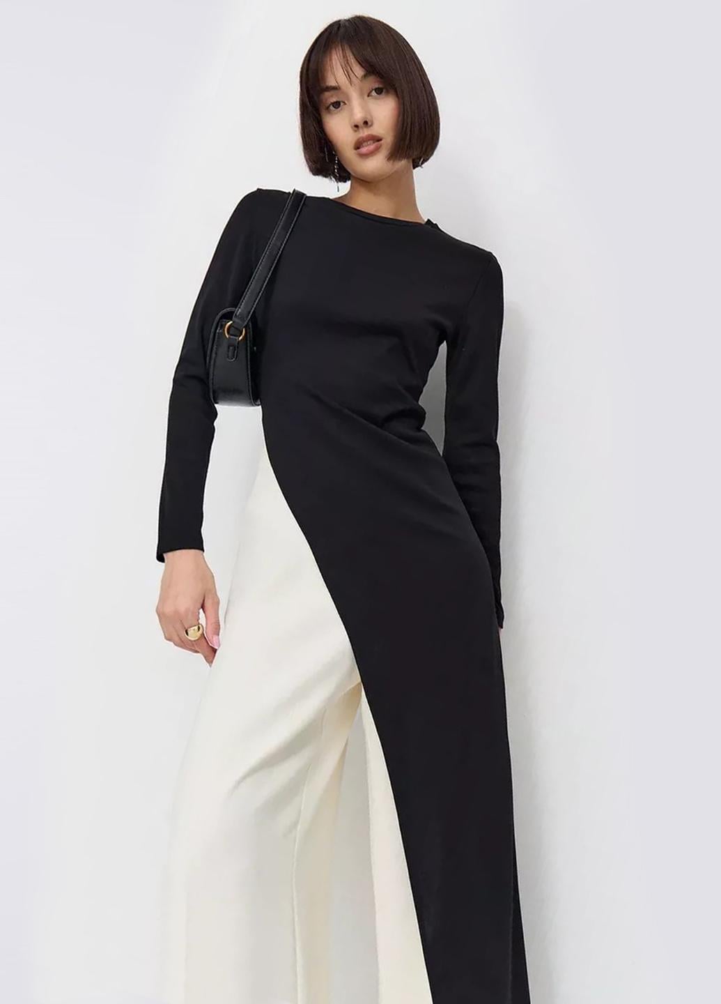 high slit tunic dress Turtleneck Denim Dress – Trendy High-Slit Tunic main image 0