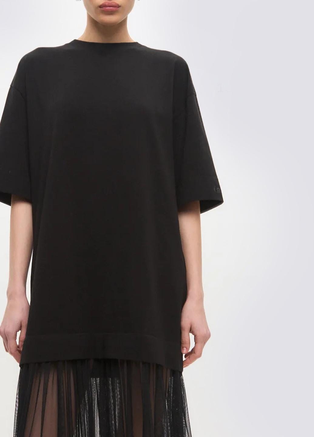 Oversized Black T-shirt Dress With Sheer Mesh Maxi Skirt  Cotton Casual  Gothic Evening Outfit - Etsy