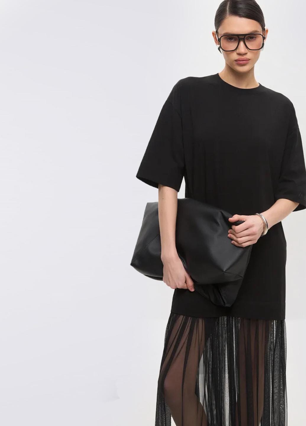 open lace back dress Black oversized T shirt dress – foxxiladi