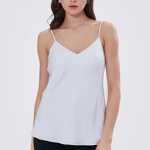 Elegant Silk Camisole with Thin Straps: Sleeveless Tank Top for Daily Wear and Casual Outings