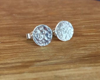 Silver hammered studs, Hammered sterling silver studs, Silver studs, Hammered studs