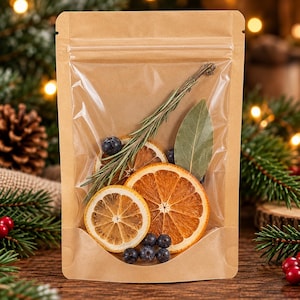 Winter Wonderland Simmer Pot Kit: Torkad citrusfrukt, rosmarin, enbär, lagerblad