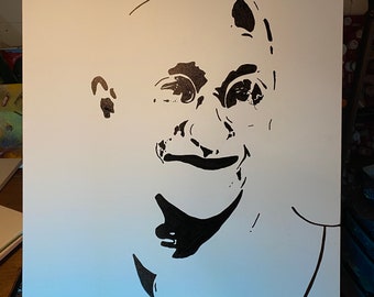 Ein minimalistisches Abstract von Ghandi | Original 2020 | Tinte auf Leinwand. | 40" x 30"