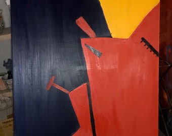 PRIMARY KISS by The Ox, Oil on 36" x 24" Canvas