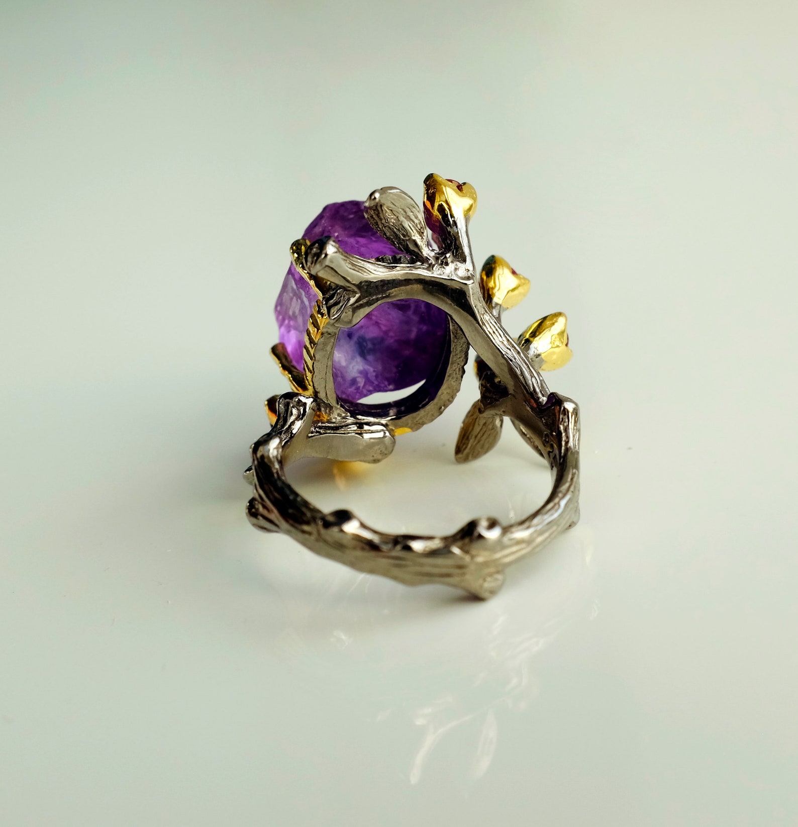 Rough Purple Amethyst Ring Raw Stone Rings for Women - Etsy