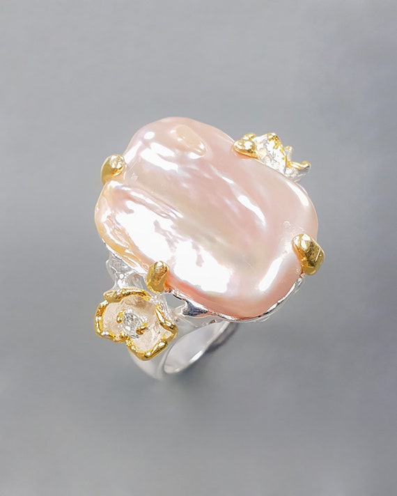 Pearl Framed Large Apatite Ring Pearl Framed Large Apatite Ring