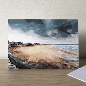 Troon Beach Painting Greetings Card image 1