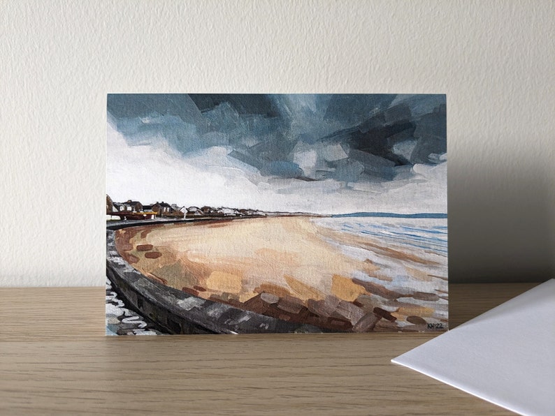 Troon Beach Painting Greetings Card image 1