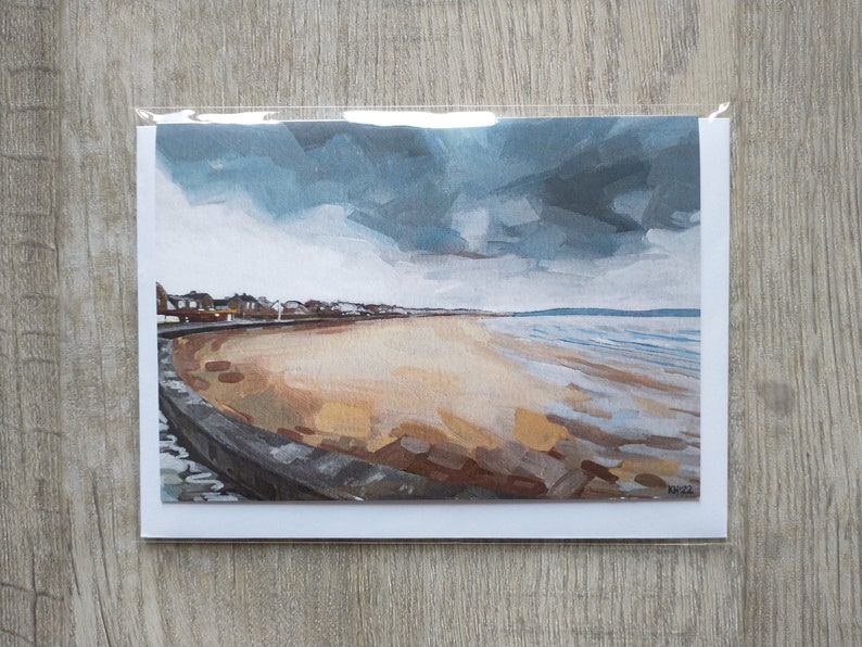 Troon Beach Painting Greetings Card image 3