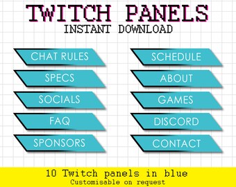 Blue Twitch Panels, Panel Header, Profile Banner, Farbige Twitch Titel, Abschnitt Header, Twitch Stream, Streaming Info, Twitch Banner Set