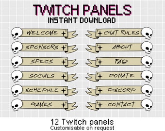 Skull Panel Banner, Twitch Banner, Panel Header, Twitch Stream Profil, Live Streaming, Twitch Profil Header, Skull Flag, Skull Header