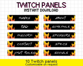 Flame Twitch Banner, Twitch Theme, Bunte Twitch Titel, Schnitt Header, Twitch Stream, Streaming Info, Twitch Banner Set, Info Titel