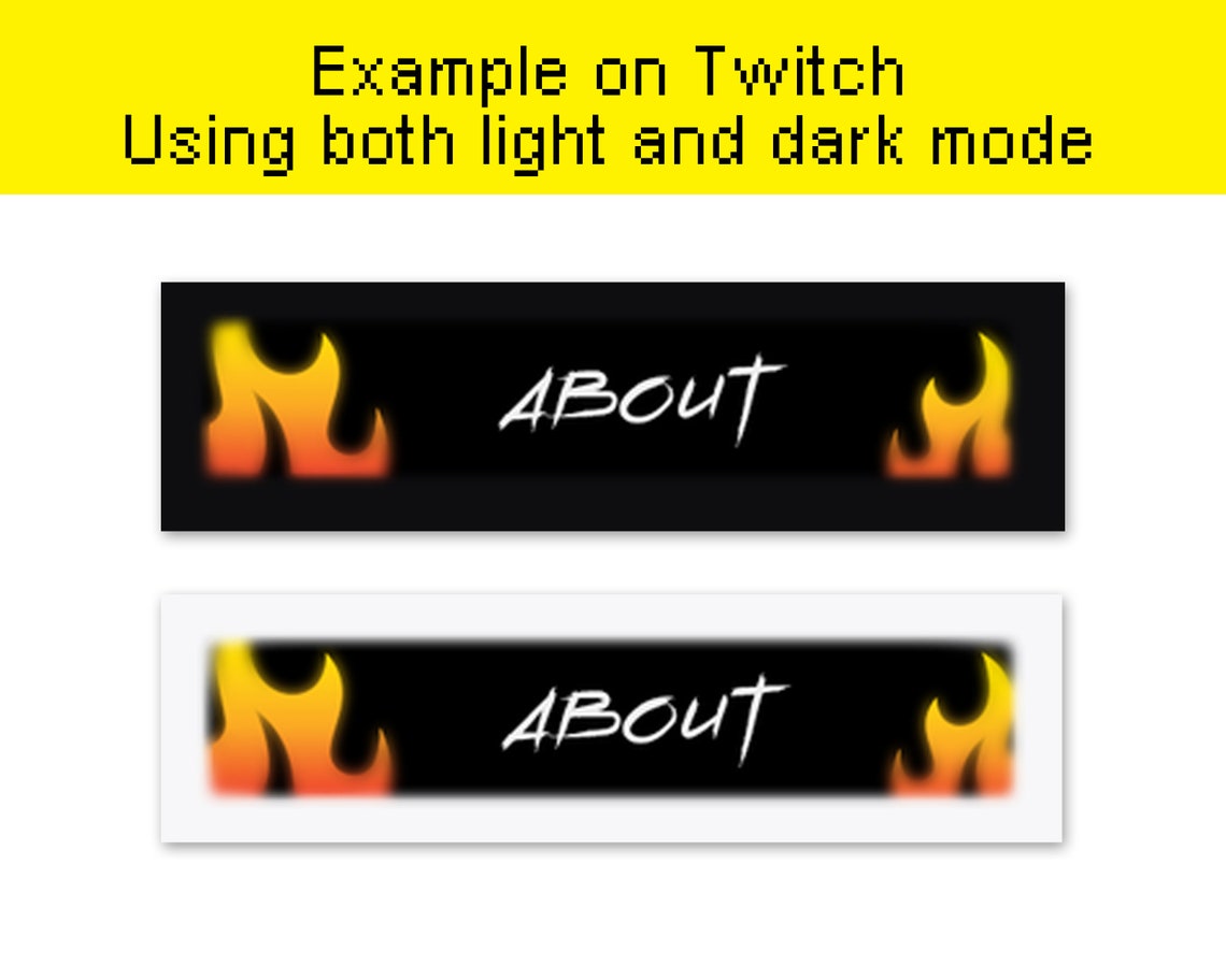 Flame Twitch Banners, Twitch Theme, Coloured Twitch Titles, Section