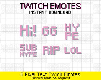Pixel Text Twitch Emotes, Pixel Schriftart, Gamer Emotes, Twitch Streamer, Live Streaming, Phrase Emotes, Girl Gamer, Individualisierbar, Gaming Text