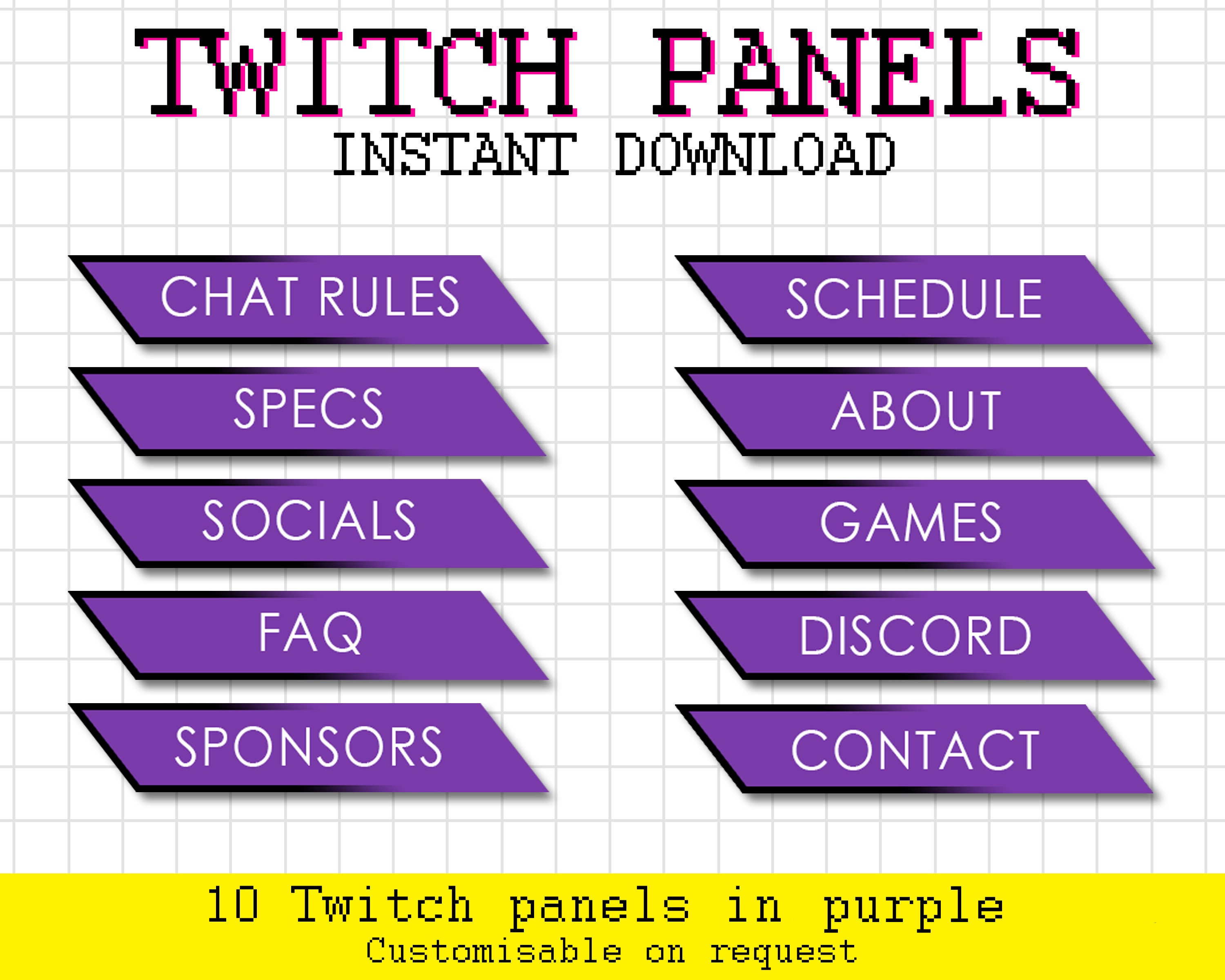 Purple Twitch Banners, Profile banner, Coloured twitch titles, Section headers, Twitch stream, Streaming info, Twitch banner set