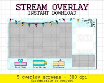 Christmas Stream Overlay, streaming di Natale, streaming Twitch, sovrapposizione in streaming, sfondo streaming, Natale pastello, pacchetto Overlay, giocatore di YouTube
