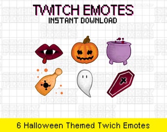 Halloween Twitch Emotes, Emote artwork, Spooky emotes, Streamer emotes, Live streamer, Twitch Halloween, Pumpkin emote, Pumpkin artwork