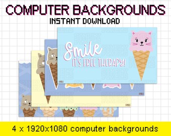 Kittycone Computer Hintergründe, Wallpaper Pack, Computer Wallpaper, Eiskatze Illustration, Zitat Hintergründe, Cartoon Charaktere