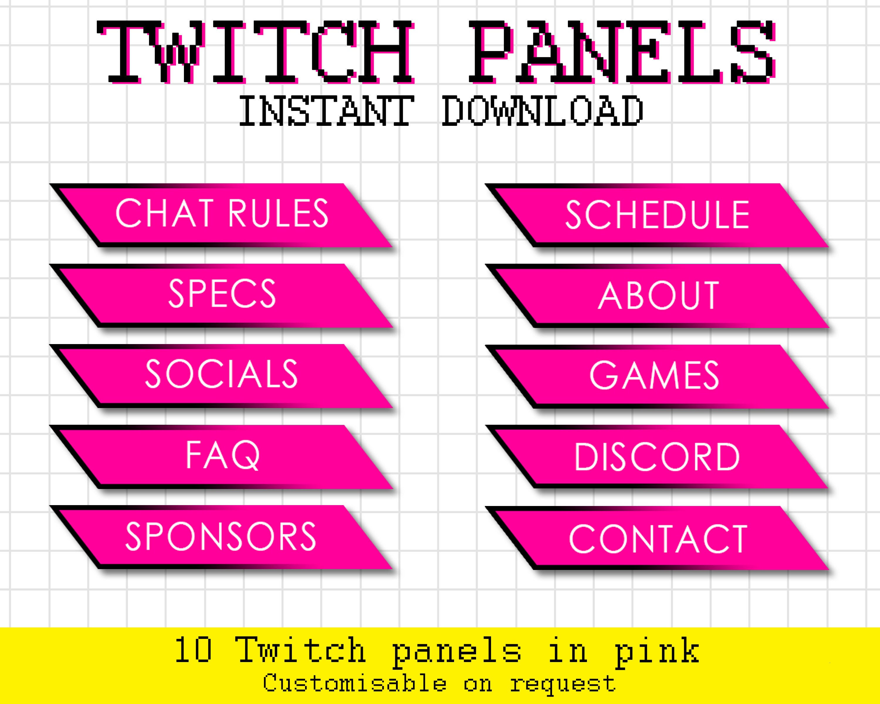 Pink Twitch Banners, Profile Banner, Coloured Twitch Titles, Section