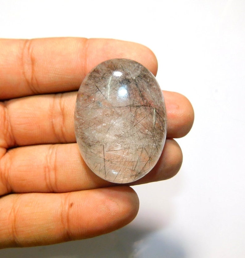 Big Black Rutile Quartz Gemstone Smooth Oval Shape Cabochon Jewellery Making Size 42x27x15 Mm Good Quality 100 Natural Jewelry Beauty Craft Supplies Tools Christinegz Com