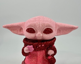 Valentines Glitter Grogu Funko Pop: Custom Star Wars Gift