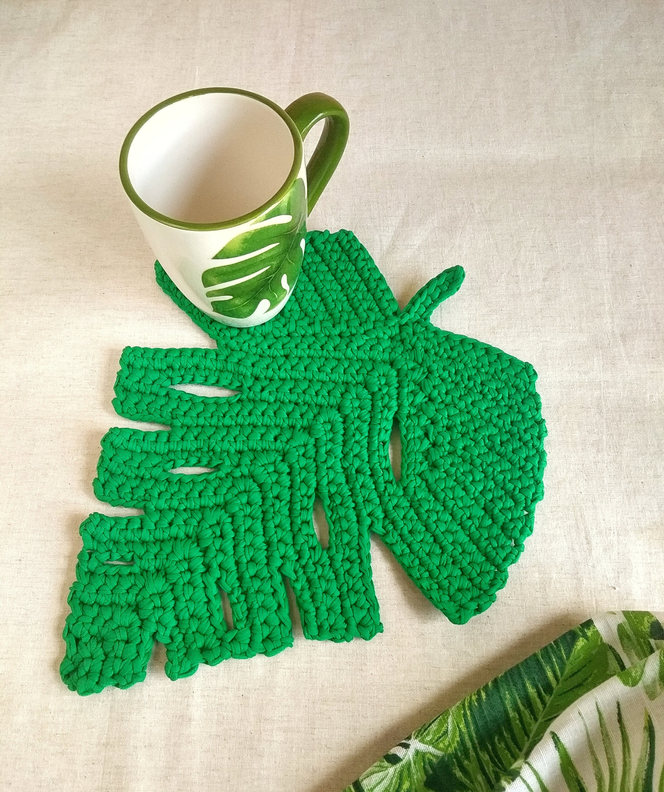 Crochet coaster pattern monstera leaf pattern PDF crochet Etsy