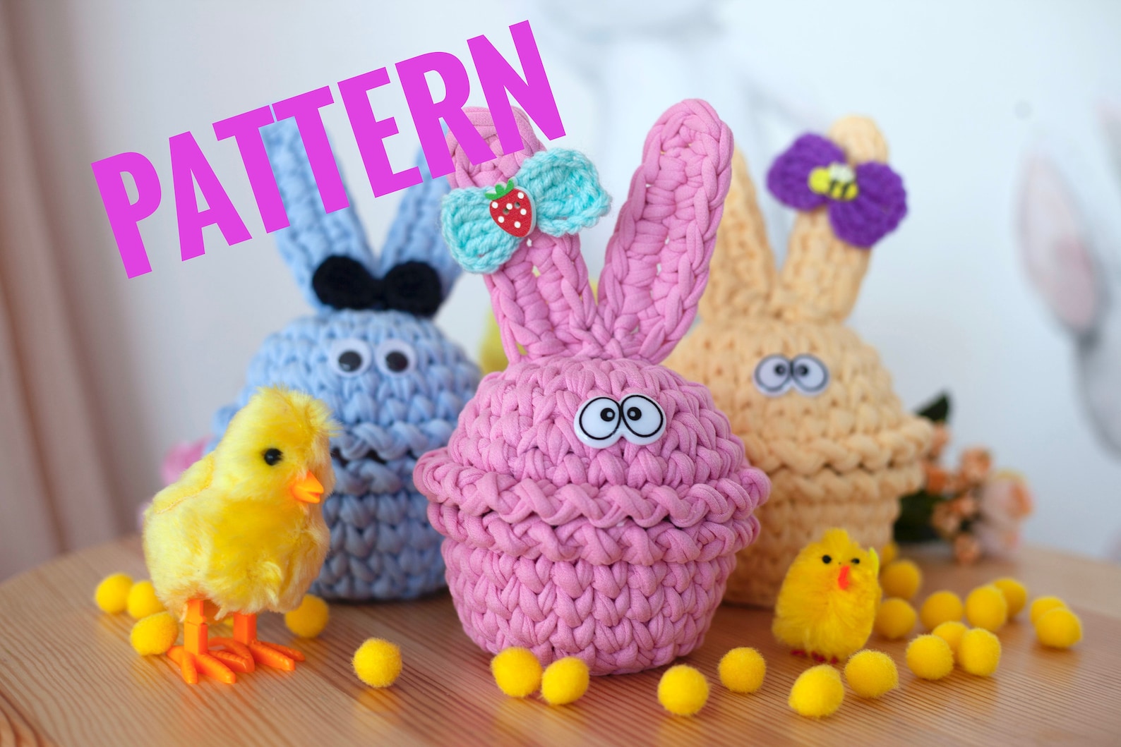 Pattern crochet easter basket crochet bunny basket | Etsy