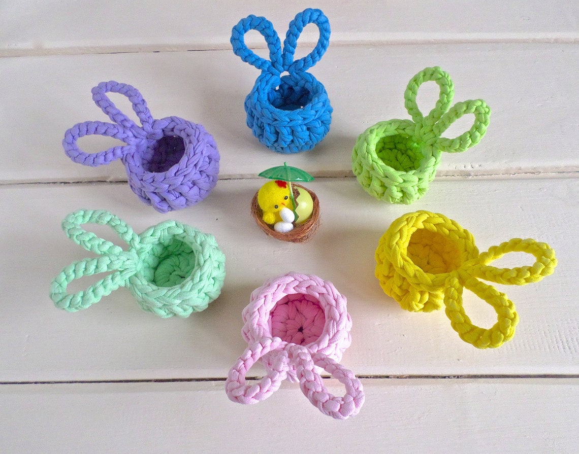Mini Easter Bunny Basket Crochet Pattern Easter Rabbit Etsy