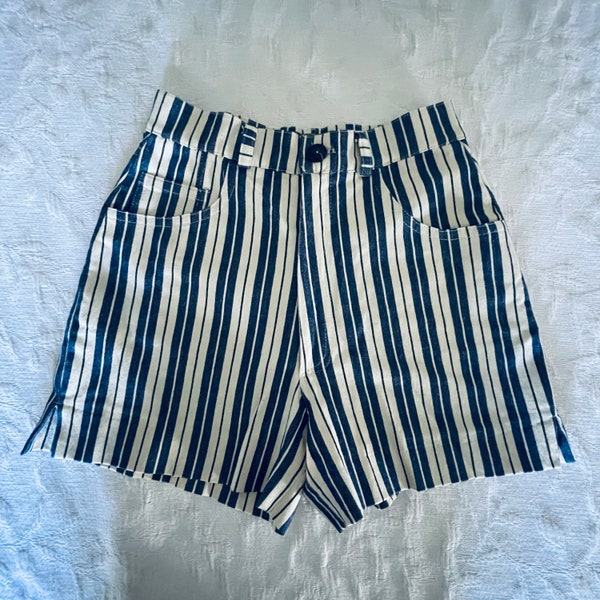 Vintage 90s High Waisted Shorts EXP Jeans Shorts Vertical Striped Shorts Boho Clothing