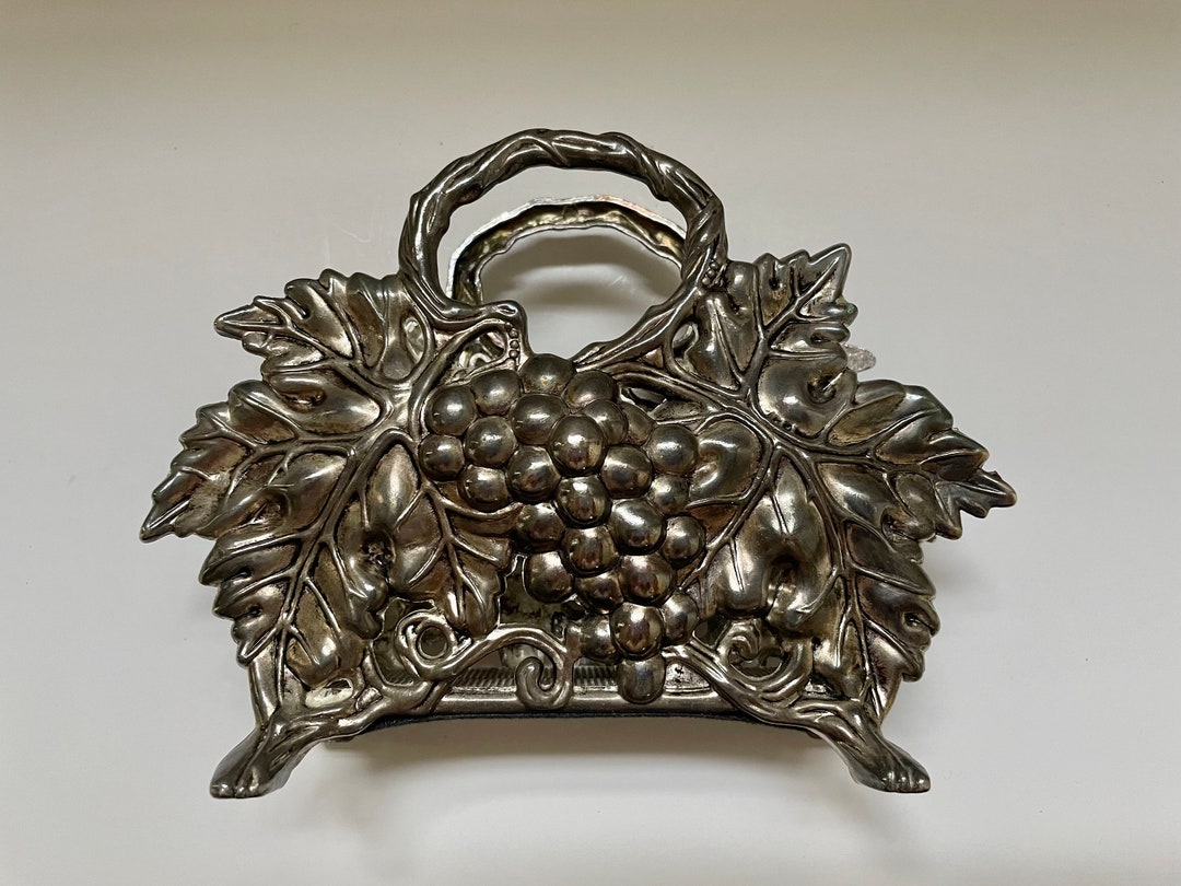 Silver Plated Grapes Napkin Holder Letter Holder Godinger Etsy