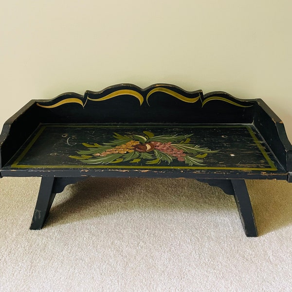 Vintage Buckboard Style Hand-painted Bench Primitive Farmhouse Decor Mudroom Entryway Bench Shoe Storage Dog Food Bowls Bench