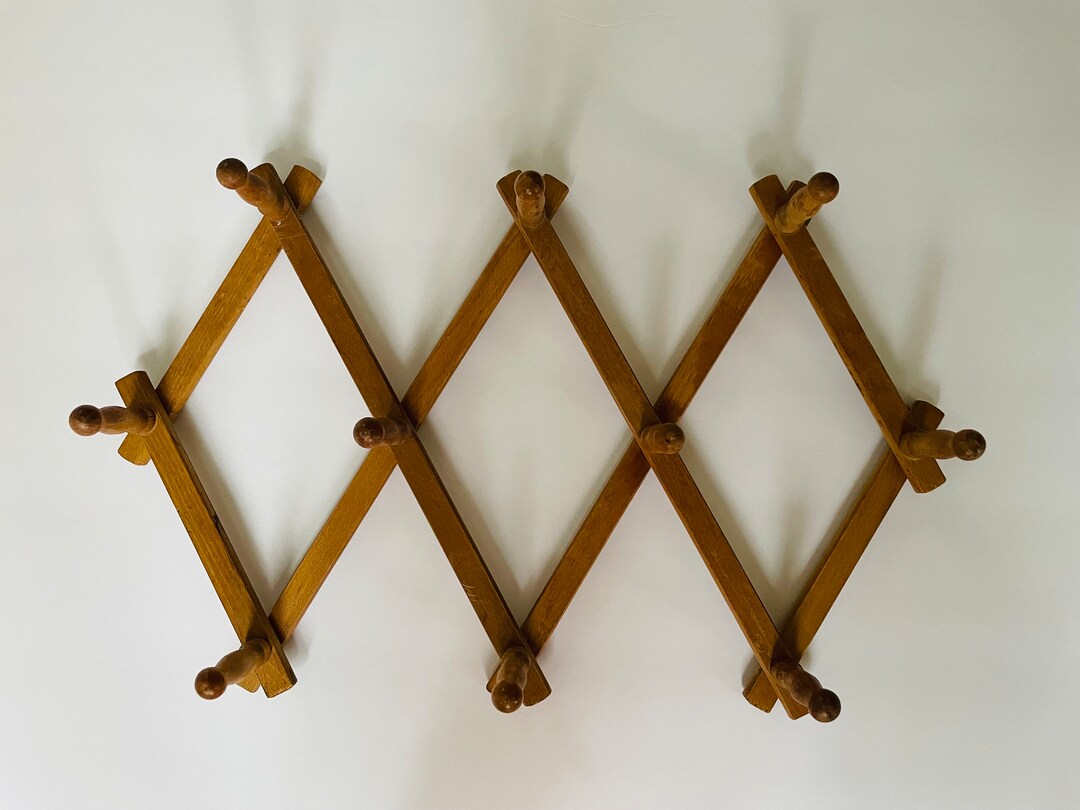 Vintage Wooden Expandable Accordion Wall Rack Hat Rack Coffee Etsy