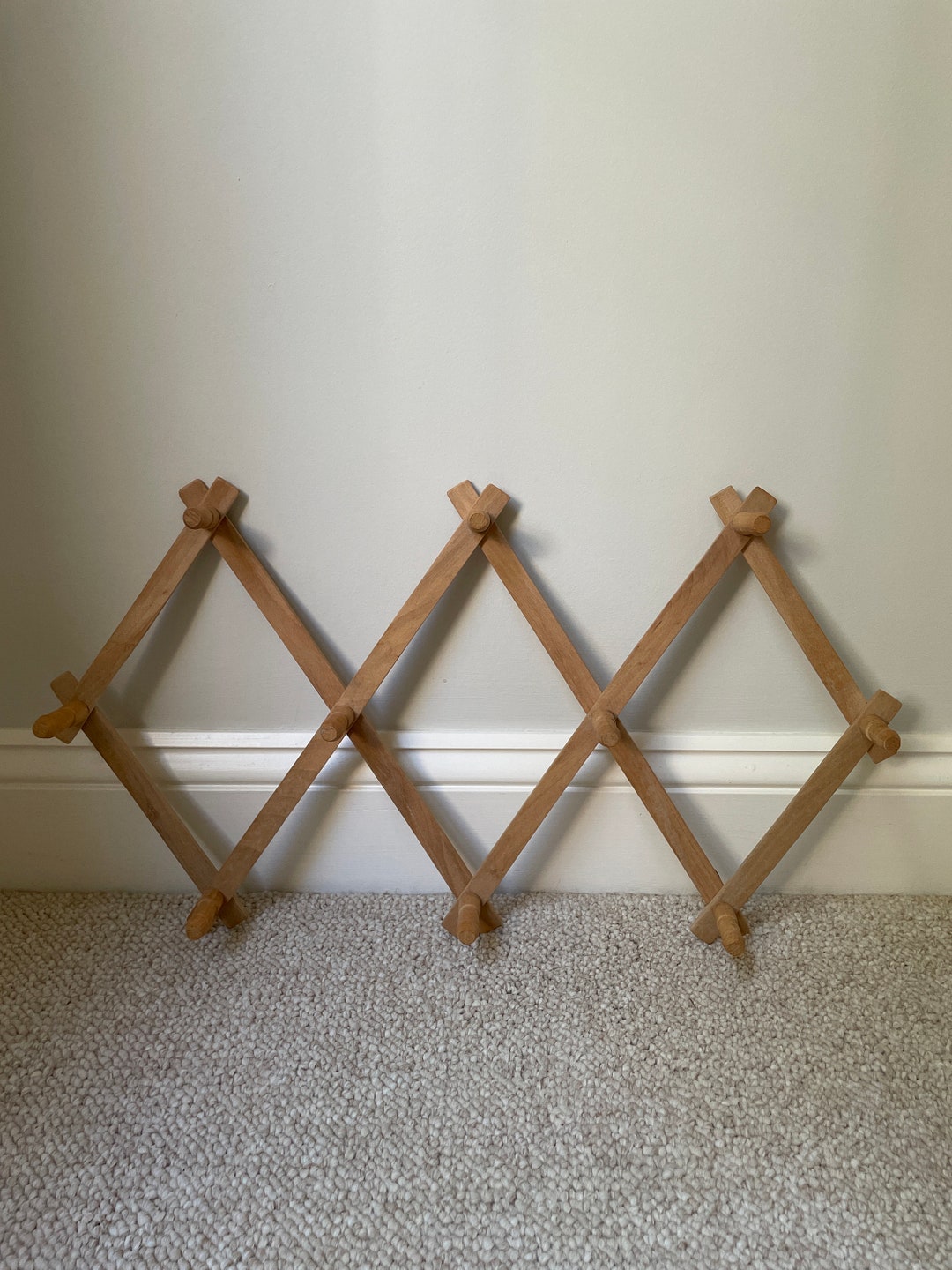 Vintage Wooden Expandable Accordion Wall Rack Hat Rack Coffee Etsy