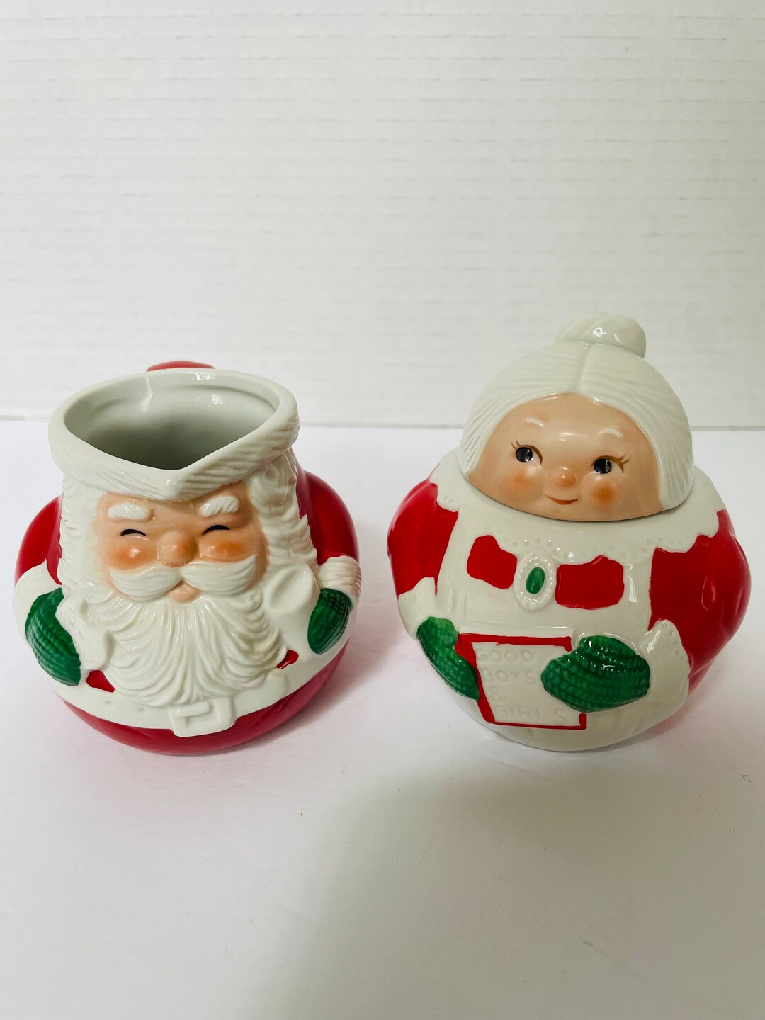 Vintage Santa Mrs. Claus 1983 Avon Sugar Creamer Set Vintage Etsy