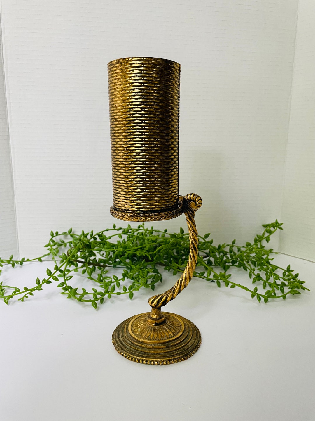Vintage Bathroom Dixie Cup Holder Brass Gold Tone Bath Decor Etsy