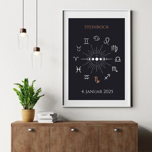 Personalized zodiac sign poster, gift idea for birth or birthday