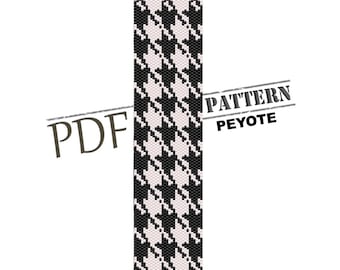 Pied de poule muster, peyote design, indownload,peyote rocailles muster, schwarz und weiss armband, trend muster