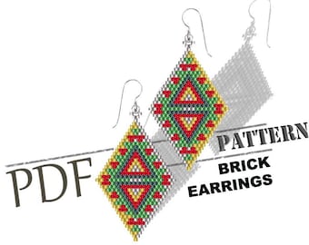 Geometric Brick Stitch Earrings Pattern: Seed Bead Design (PDF Pattern)