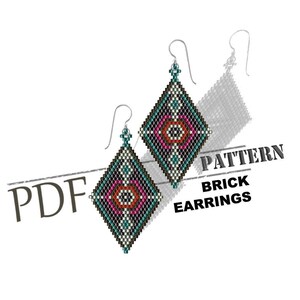 Brick stitch, instant download, ethnic pattern, earrings pattern, pdf pattern, seed bead pattern, brick earring