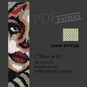 Santa Muerte beadwork pattern, sugar skull loom, instant download, bead loom pattern, loom beading, clown, halloween, loom pattern