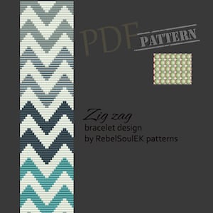 ZIG ZAG bead loom pattern, loom beading,  bookmark, geometric pattern, seed bead pattern, abstract loom cuff, stripes loom pattern