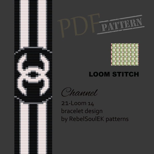 Luxury pattern, loom design, instant download,loom seed bead pattern, black and white bracelet, trend pattern