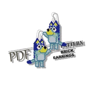 Dibujos animados de perros, puntada de ladrillo, descarga instantánea, patrón de perrito, patrón de pendientes, patrón pdf, patrón de cuentas de semillas, pendiente de ladrillo